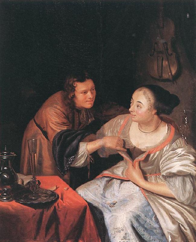 MIERIS, Frans van, the Elder Carousing Couple sg Sweden oil painting art